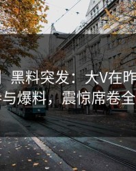【爆料】黑料突发：大V在昨晚被曝曾参与爆料，震惊席卷全网