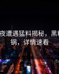 大V在深夜遭遇猛料揭秘，黑料全网炸锅，详情速看